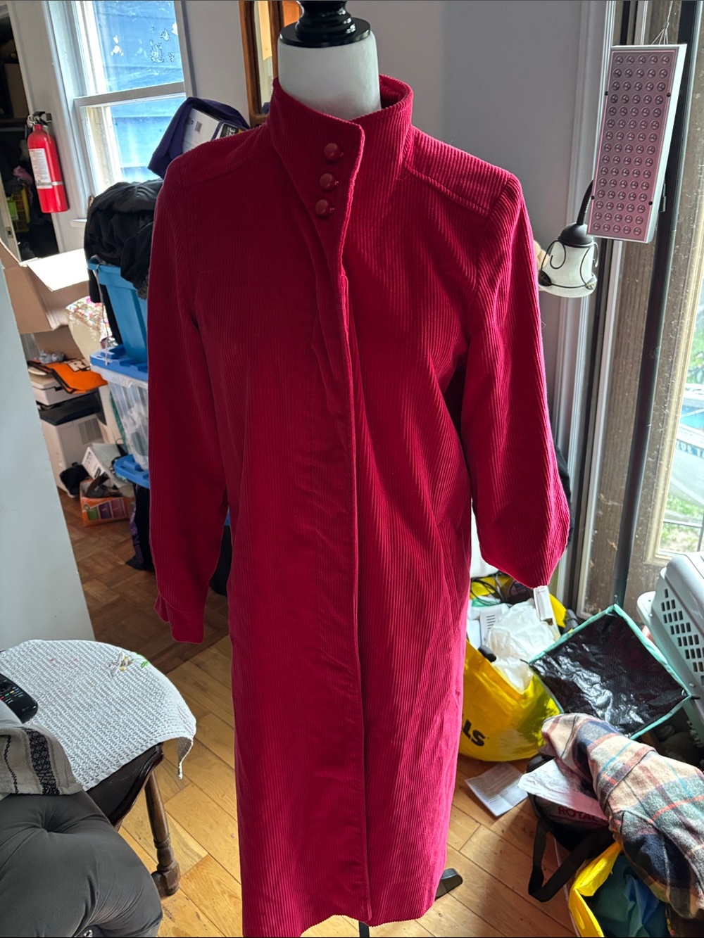 Vintage Women’s Long Corduroy Coat — Red